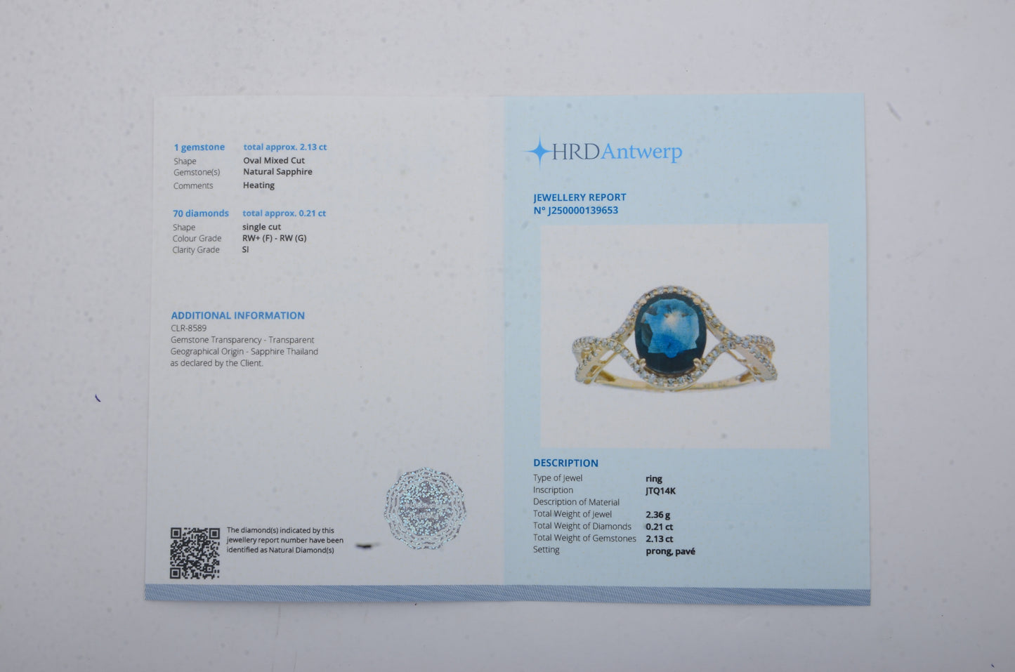 2.34 Ct Oval Mixed Cut Natural Sapphire 14K Gold Ring