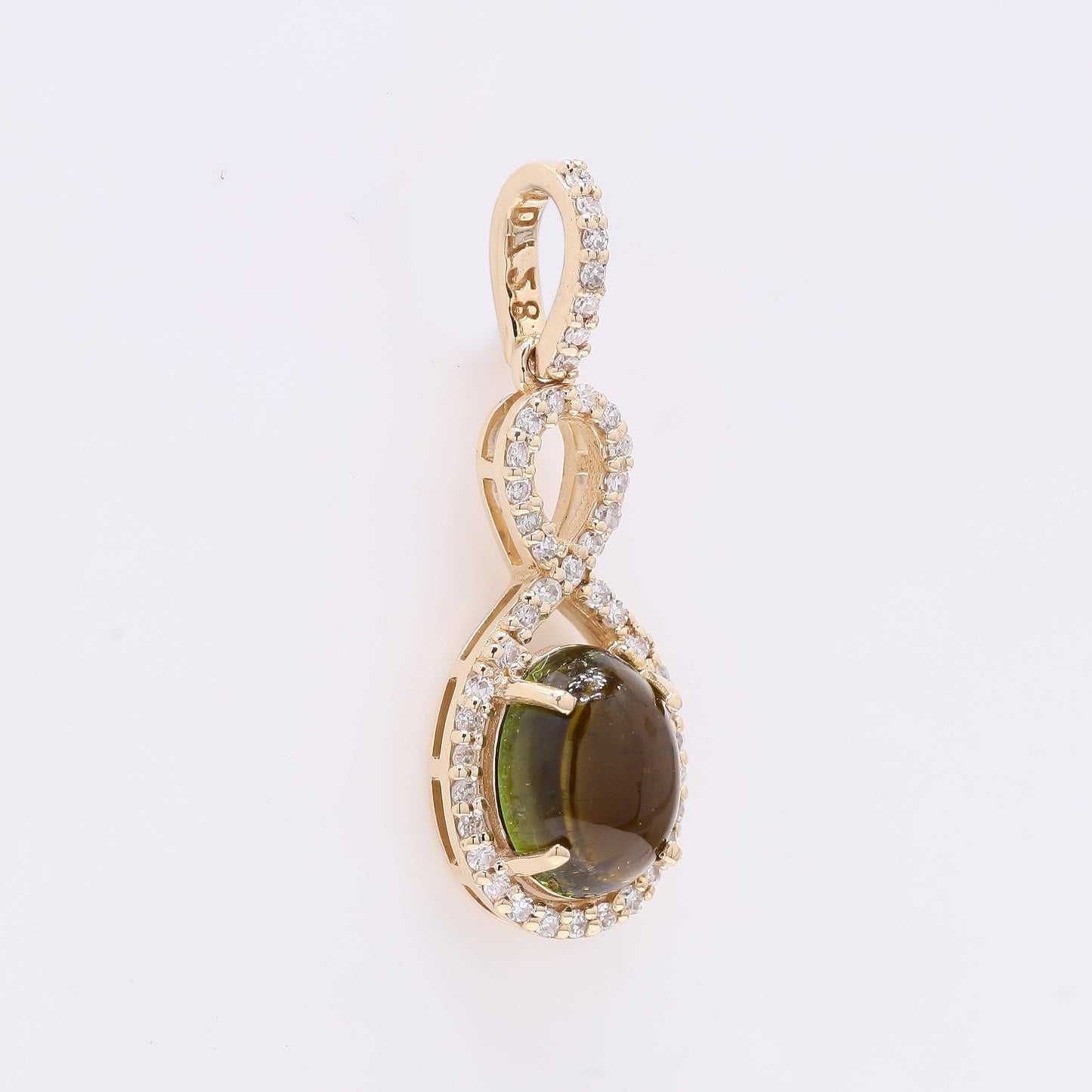 1.49 Ct Oval Cabochon Cut Natural Tourmaline 14K Gold Pendant