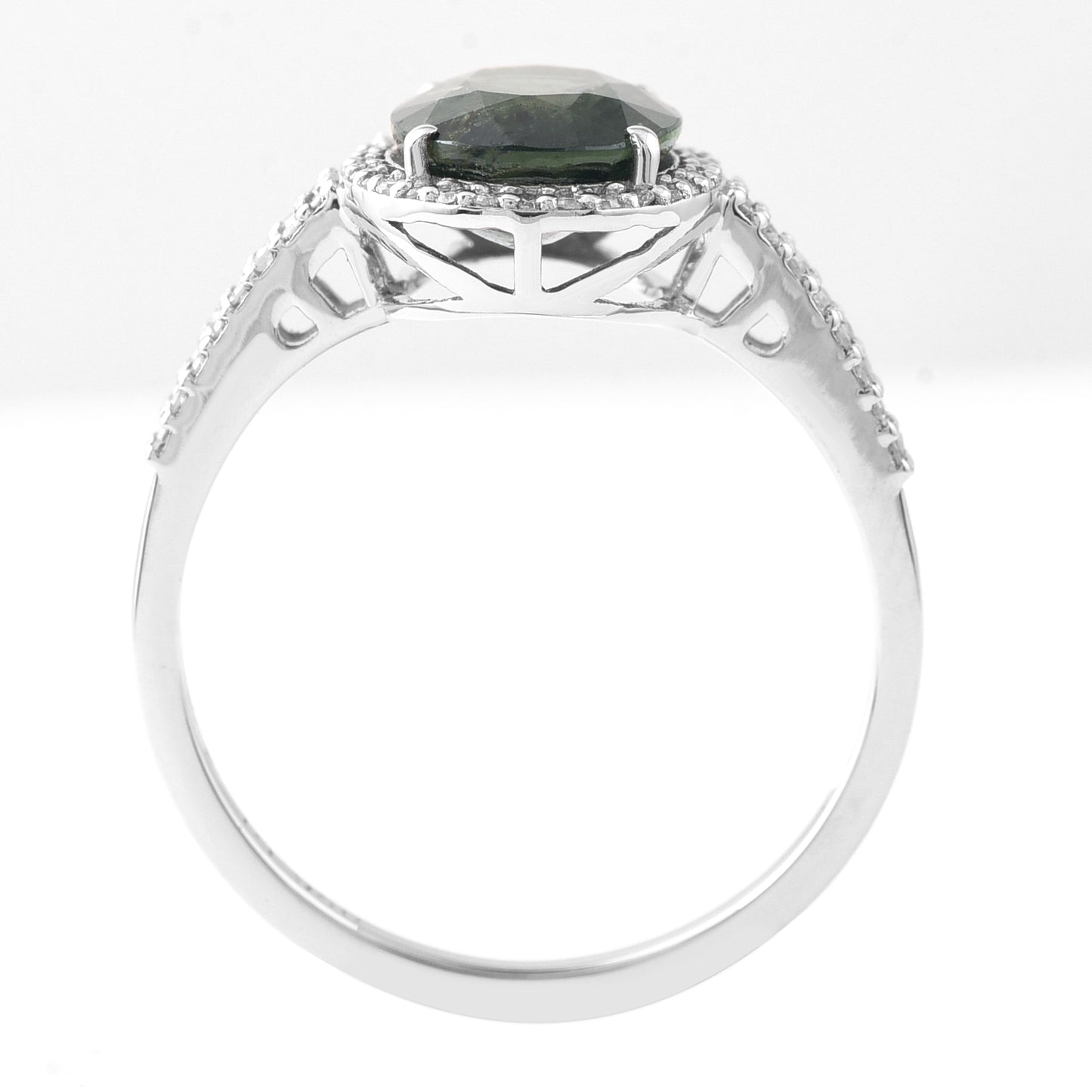 2.85 Ct Oval Mixed Cut Natural Green Sapphire 950 Platinum Ring