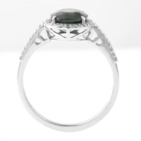 2.85 Ct Oval Mixed Cut Natural Green Sapphire 950 Platinum Ring