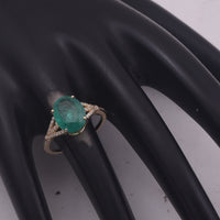 3.25 Ct Oval Mixed Cut Natural Emerald 14K Gold Ring
