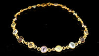 5.69 Ct Round Garnet, Peridot, Blue Topaz, Citrine, Amethyst 925 Sterling Silver Bracelet