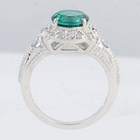 2.95 Ct Round Green Topaz 925 Sterling Silver Ring