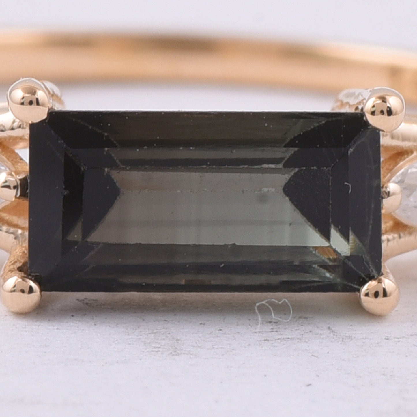 1.13 Ct Rectangle Step Cut Natural Tourmaline 14K Gold Ring