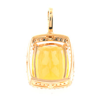 2.96 Ct Cushion Mixed Cut Natural Fire Opal 14K Gold Pendant