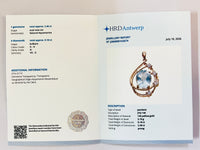 2.64 Ct Oval Rose Cut Natural Aquamarine 14K Gold Pendant