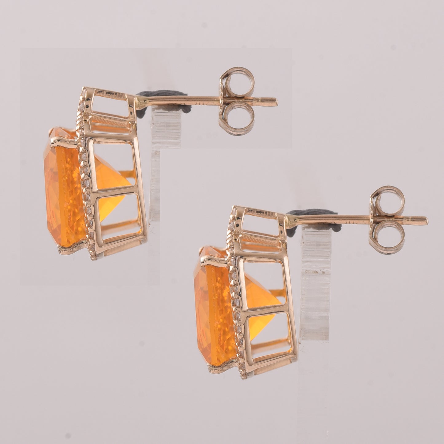 5.79 Ct Cushion Br.Opal 9K Gold Earrings