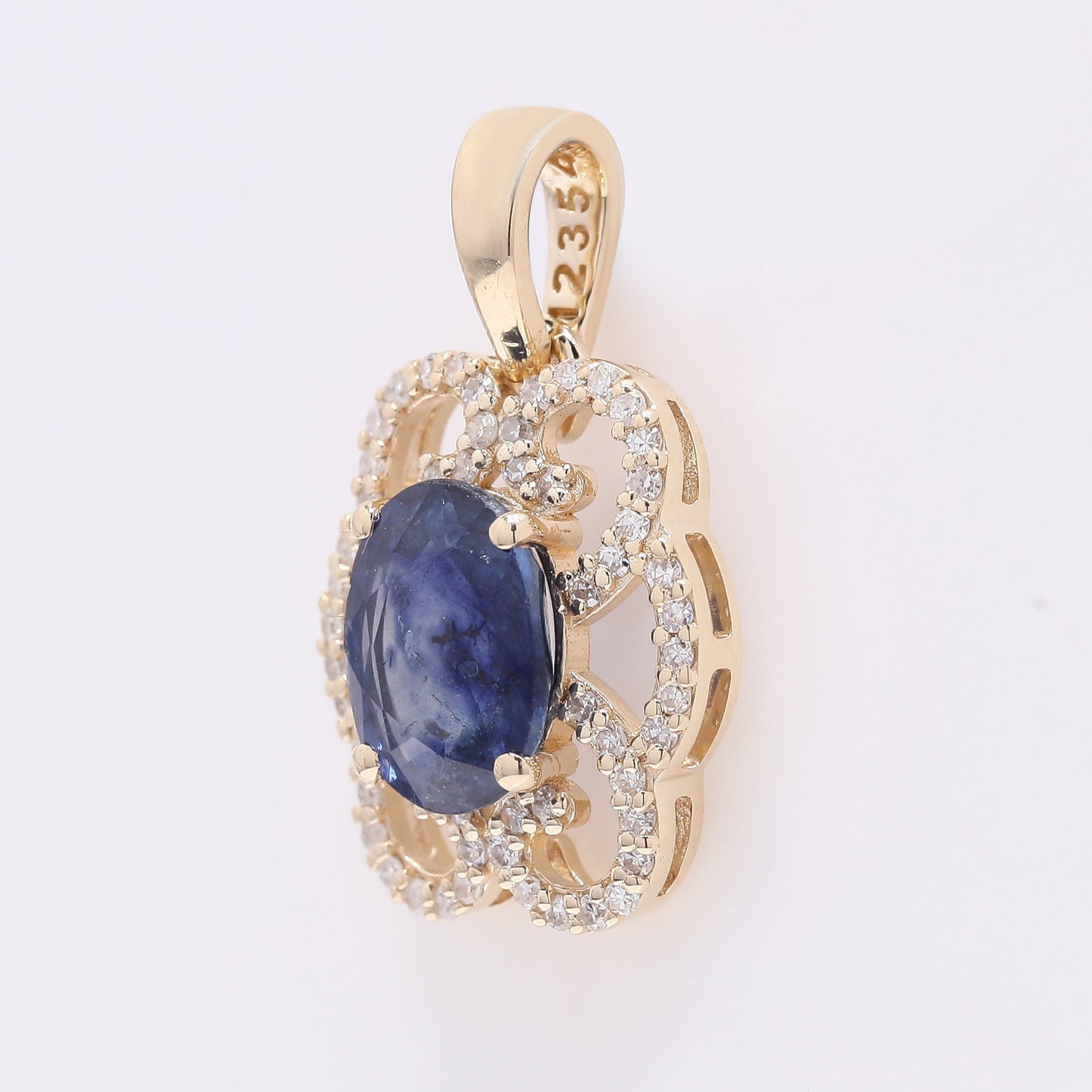 1.80 Ct Oval Mixed Cut Natural Sapphire 14K Gold Pendant