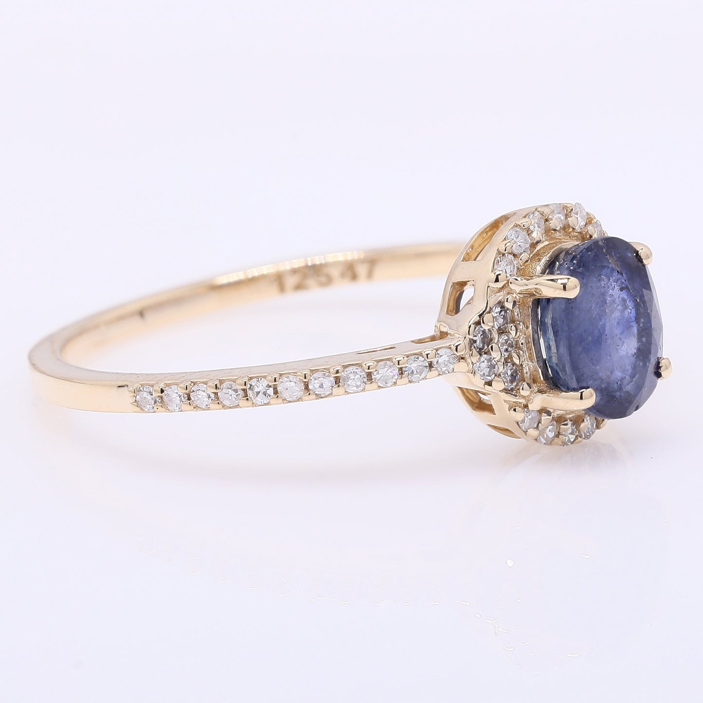 1.19 Ct Oval Mixed Cut Natural Sapphire 14K Gold Ring