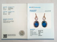 2.94 Ct Oval Mixed Cut Natural Sapphire 14K Gold Earrings