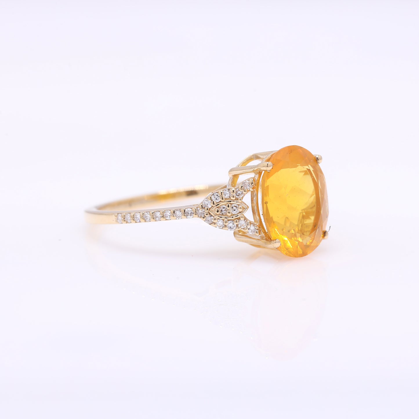 1.83 Ct Oval Mixed Cut Natural Fire Opal 14K Gold Ring