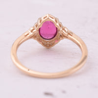 1.24 Ct Oval Cabochon Cut Natural Pink Tourmaline 14K Gold Ring