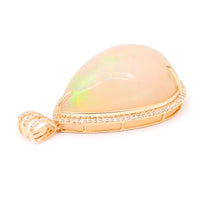 19.95 Ct Pear Natural Opal 14K Gold Pendant