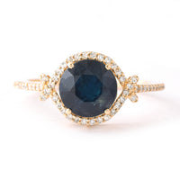 2.48 Ct Round Mixed Cut Natural Sapphire 14K Gold Ring