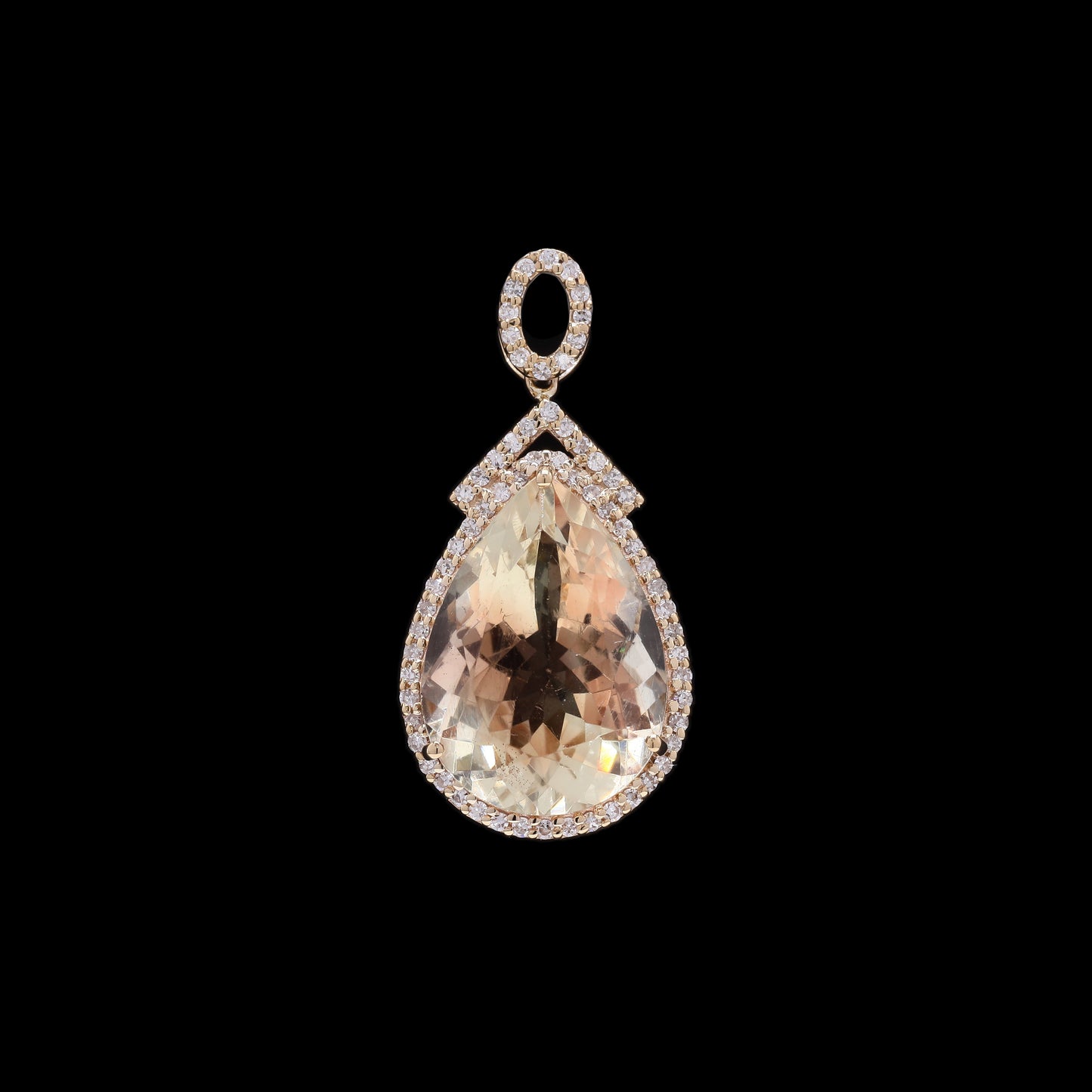 6.15 Ct Pear Mixed Cut Natural Sunstone 14K Gold Pendant