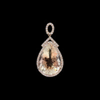 6.15 Ct Pear Mixed Cut Natural Sunstone 14K Gold Pendant