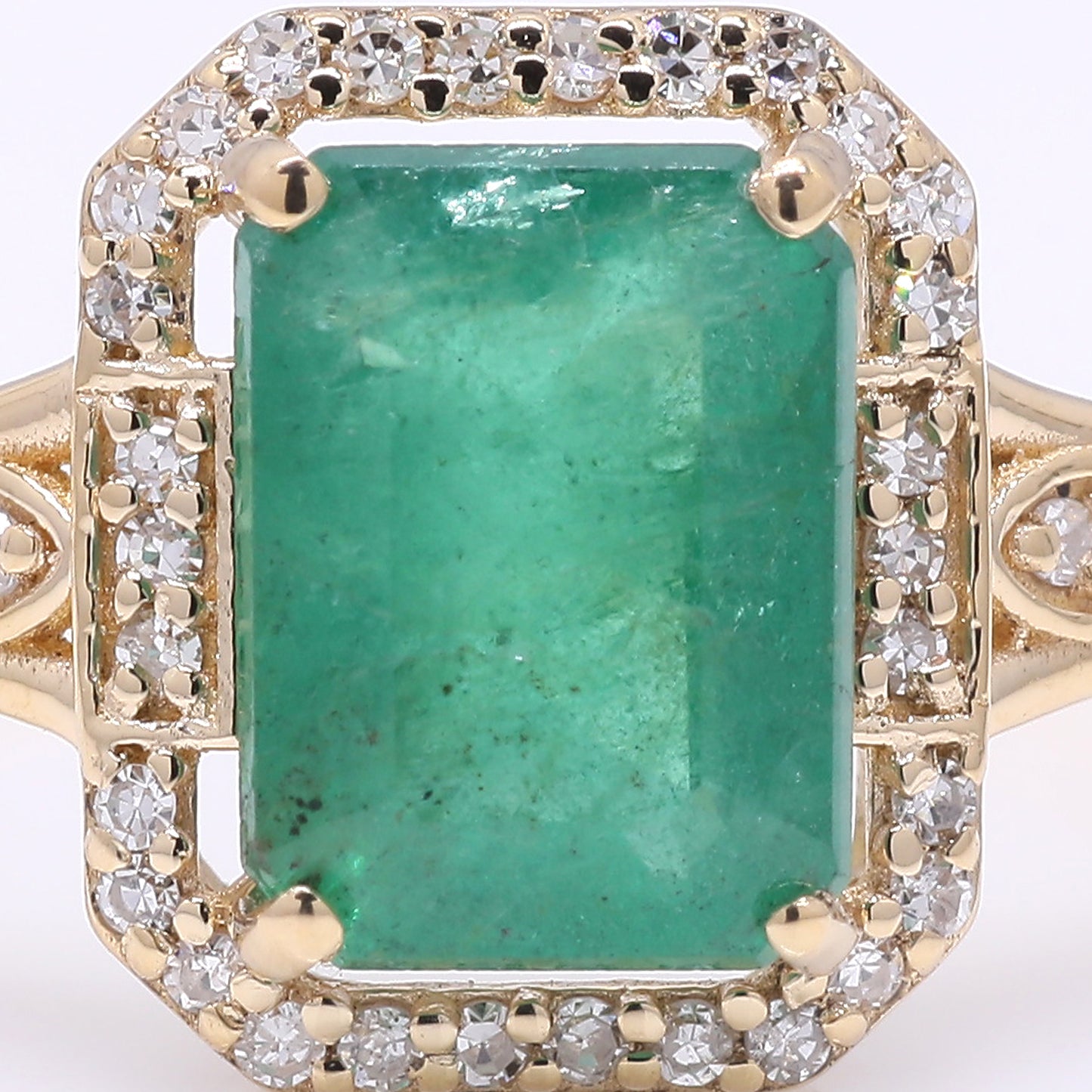 1.75 Ct Octagon Step Cut Natural Emerald 14K Gold Ring