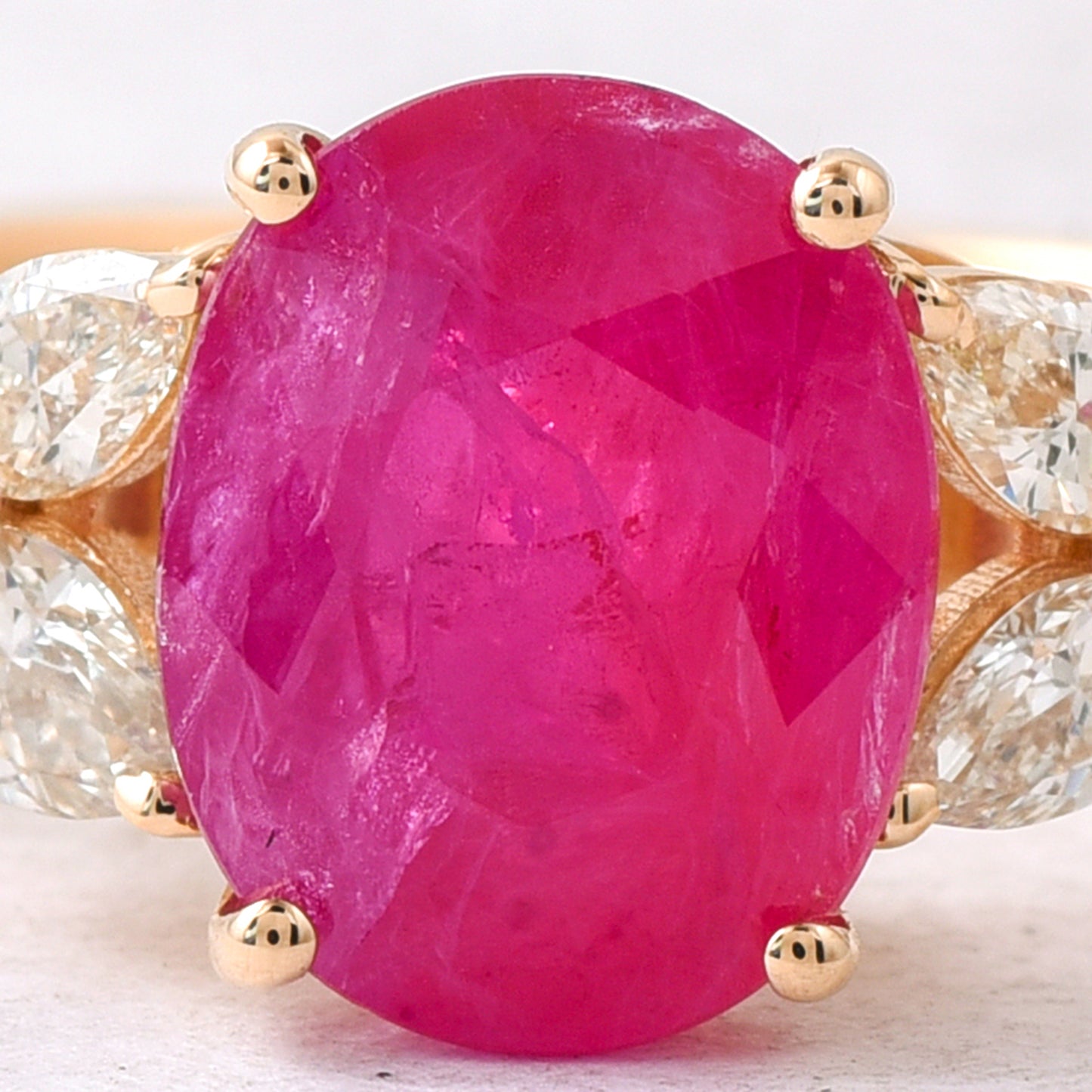 2.80 Ct Oval Mixed Cut Natural Ruby 14K Gold Ring