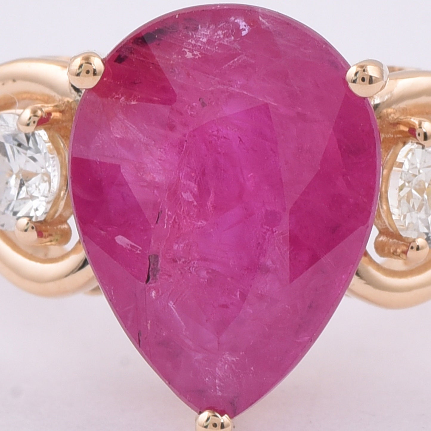 3.56 Ct Pear Natural Ruby 14K Gold Ring