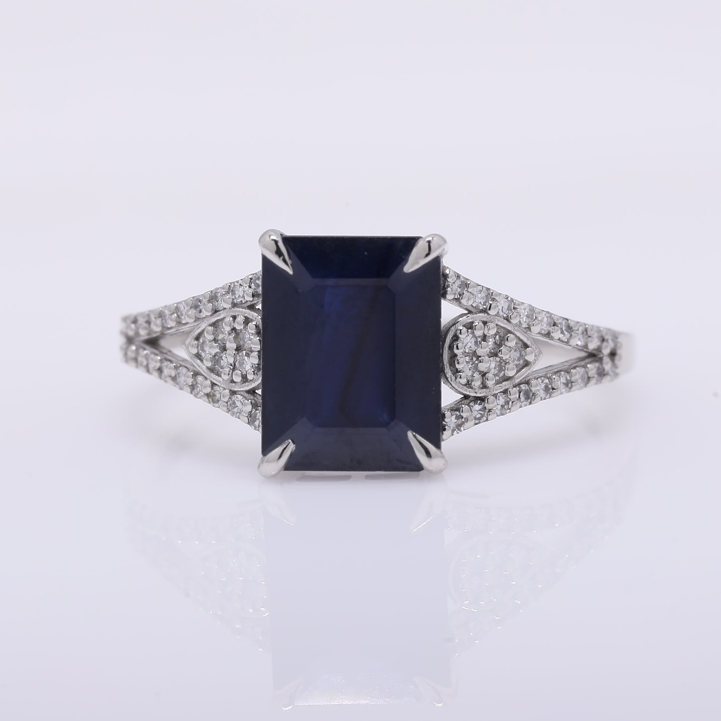 2.60 Ct Octagon Step Cut Natural Sapphire 950 Platinum Ring