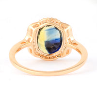 2.77 Ct Oval Mixed Cut Natural Bi Coloured Sapphire 14K Gold Ring