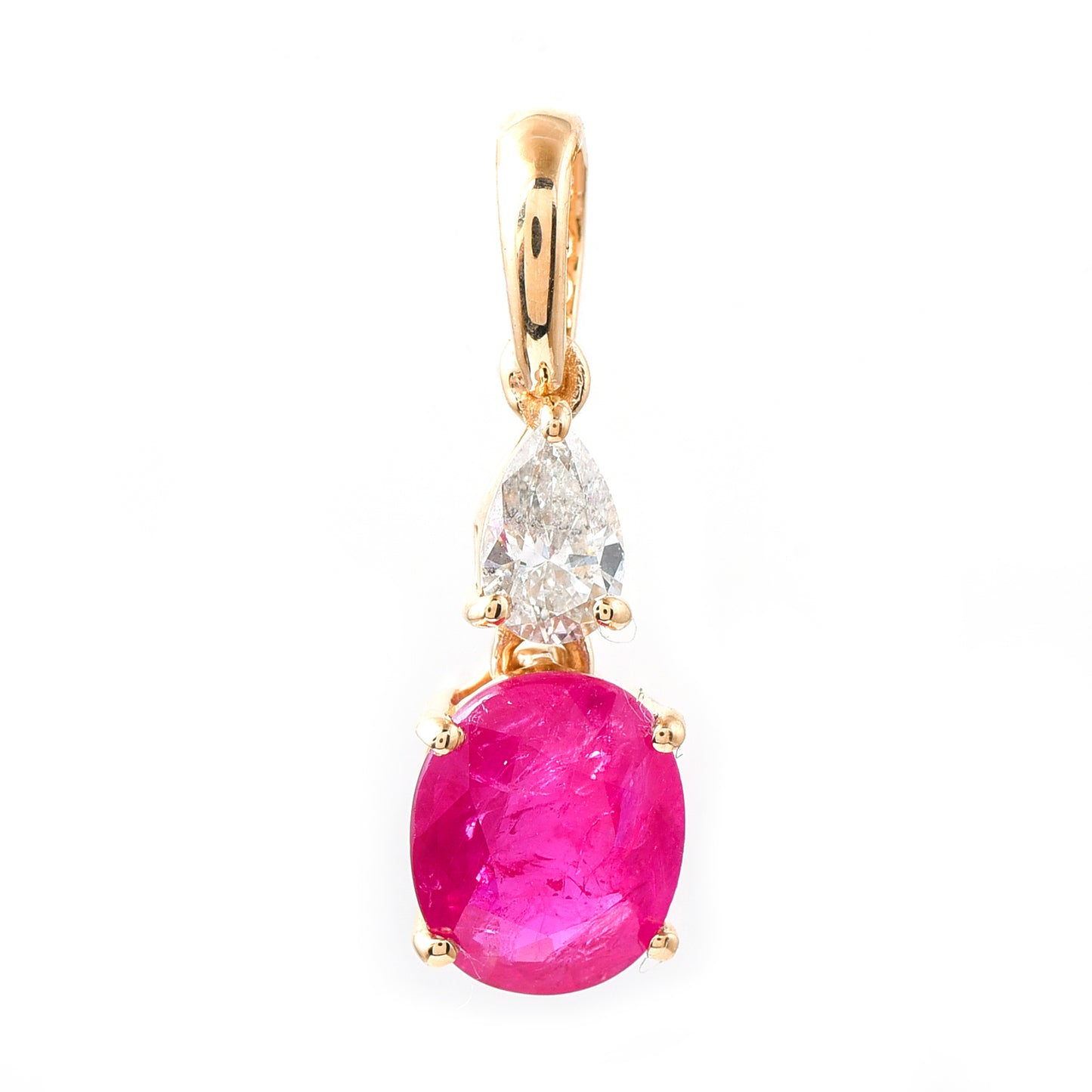 1.19 Ct Oval Ruby 14K Gold Pendant