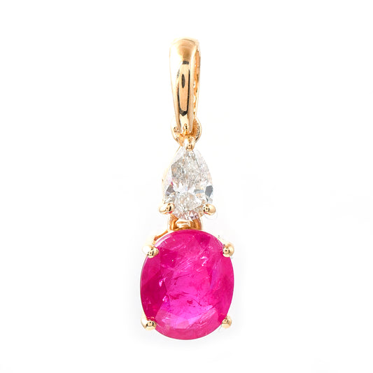 1.19 Ct Oval Ruby 14K Gold Pendant