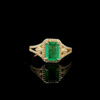 1.50 Ct Octagon Step Cut Natural Emerald 14K Gold Ring