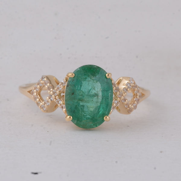 1.87 Ct Oval Emerald 9K Gold Ring