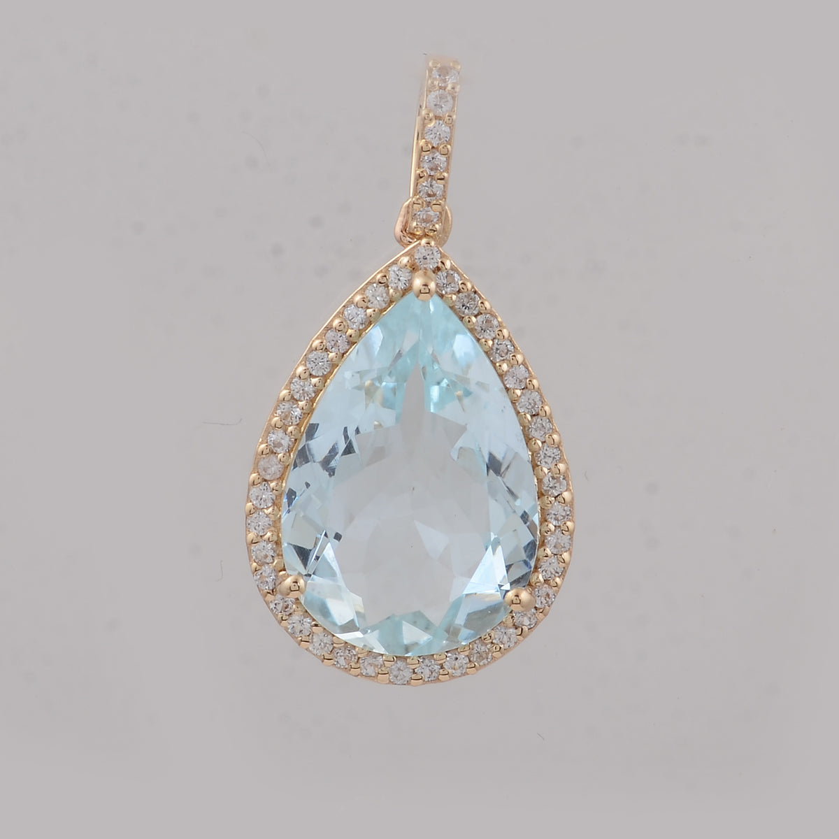 3.30 Ct Pear Aquamarine 9K Gold Pendant