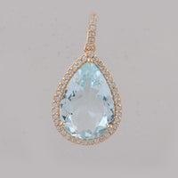 3.30 Ct Pear Aquamarine 9K Gold Pendant