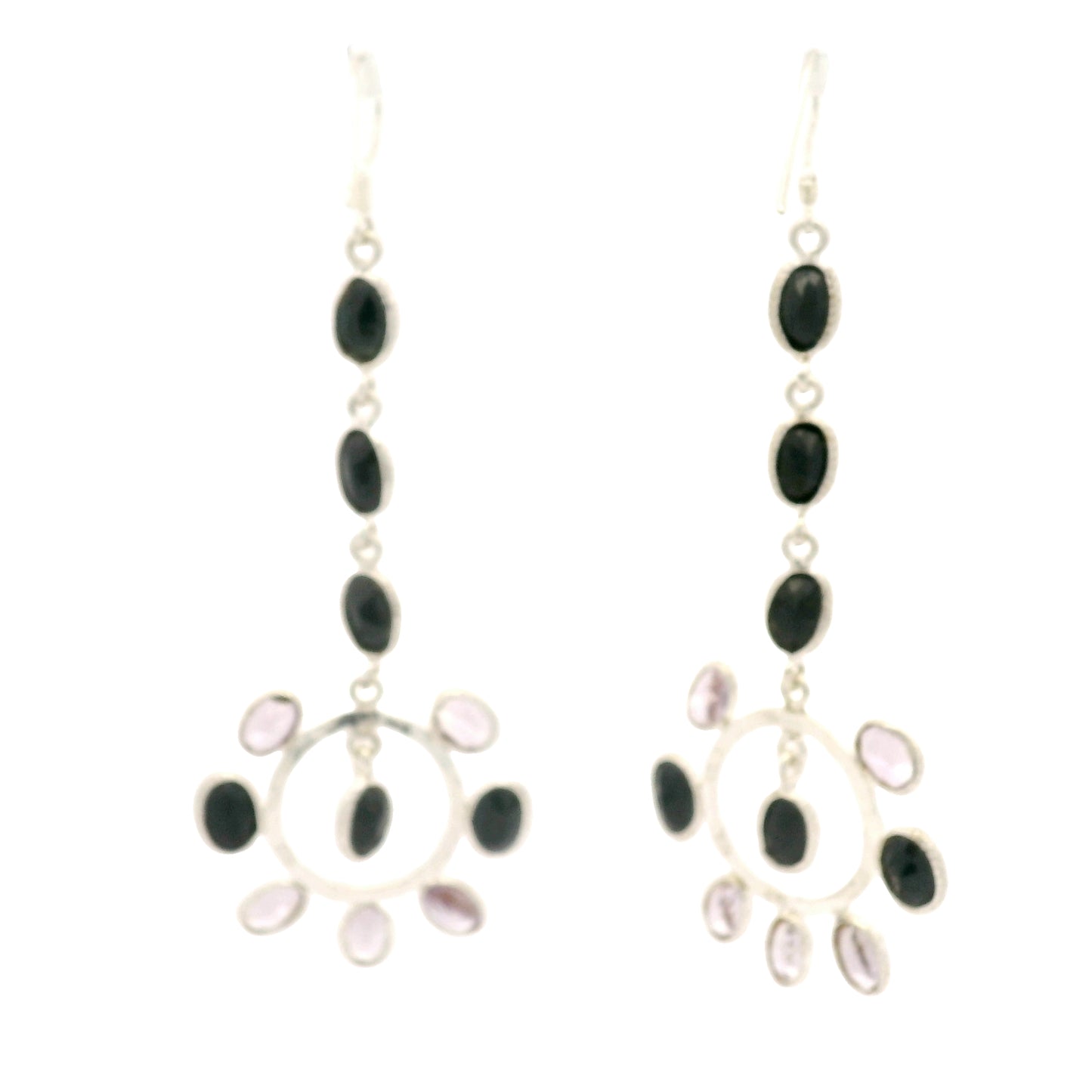 19.03 Ct Sapphire, Amethyst 925 Sterling Silver Earrings