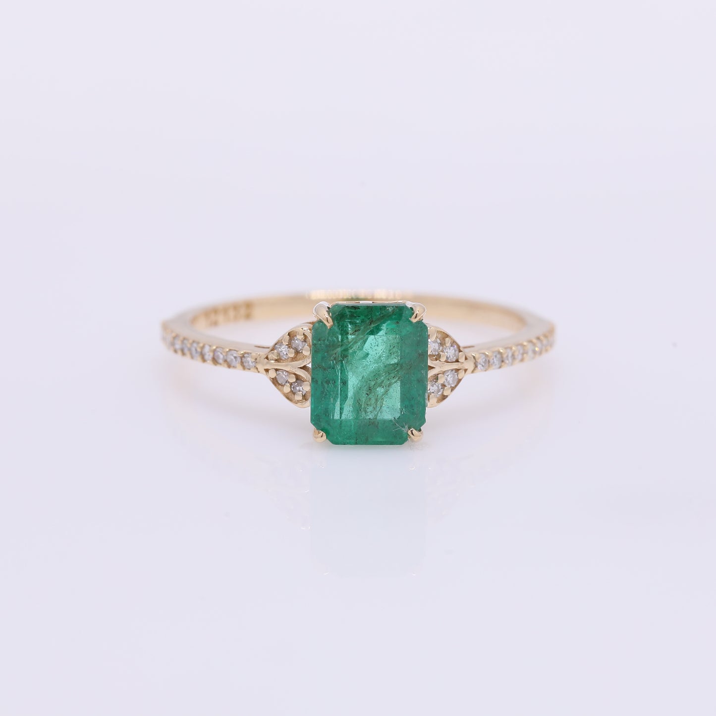 1.41 Ct Octagon Step Cut Natural Emerald 14K Gold Ring