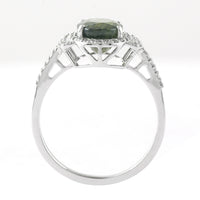 2.69 Ct Oval Mixed Cut Natural Green Sapphire 950 Platinum Ring
