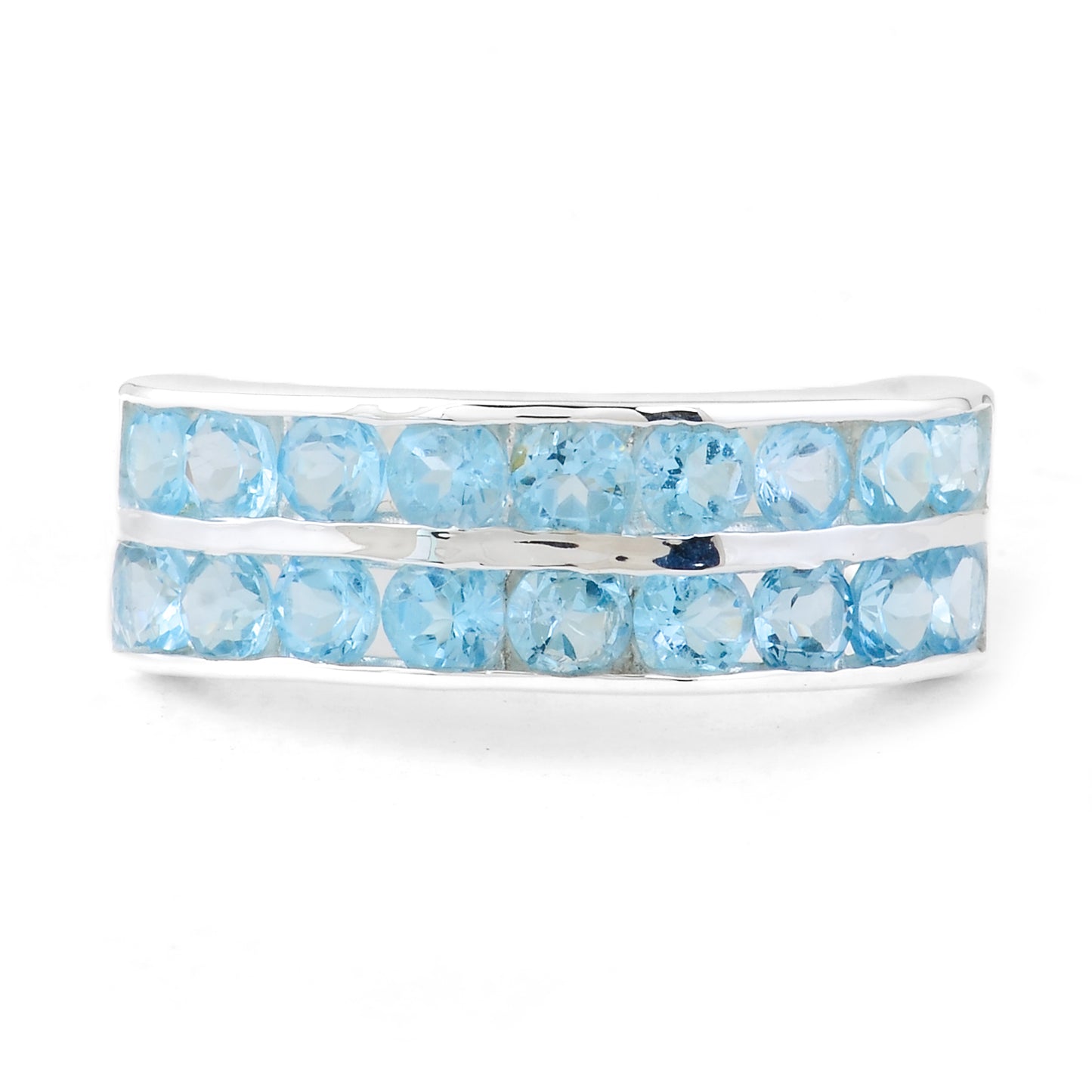 2.32 Ct Round Sky Blue Topaz 925 Sterling Silver Ring