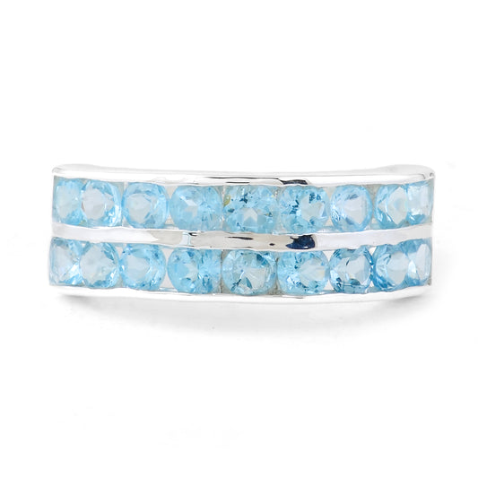 2.32 Ct Round Sky Blue Topaz 925 Sterling Silver Ring