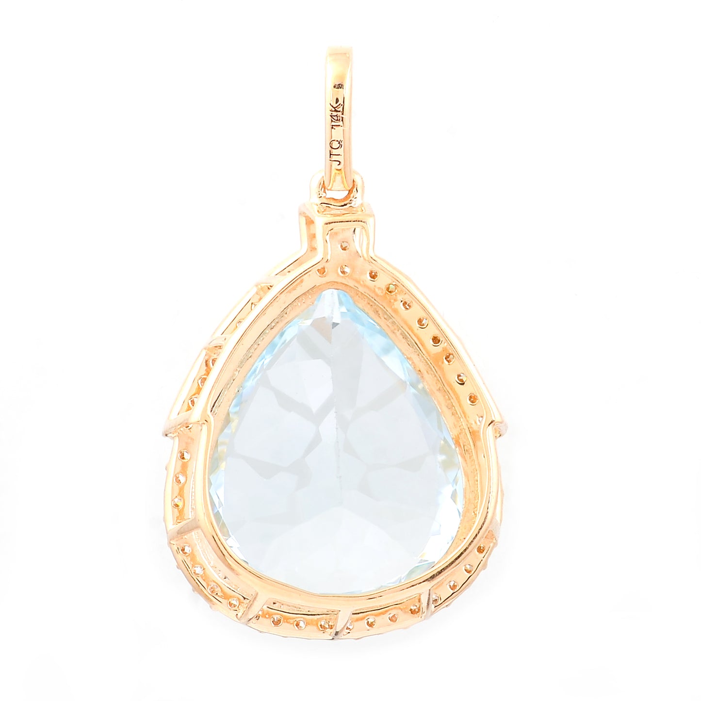 7.05 Ct Pear Mixed Cut Natural Aquamarine 14K Gold Pendant
