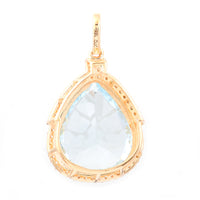 7.05 Ct Pear Mixed Cut Natural Aquamarine 14K Gold Pendant