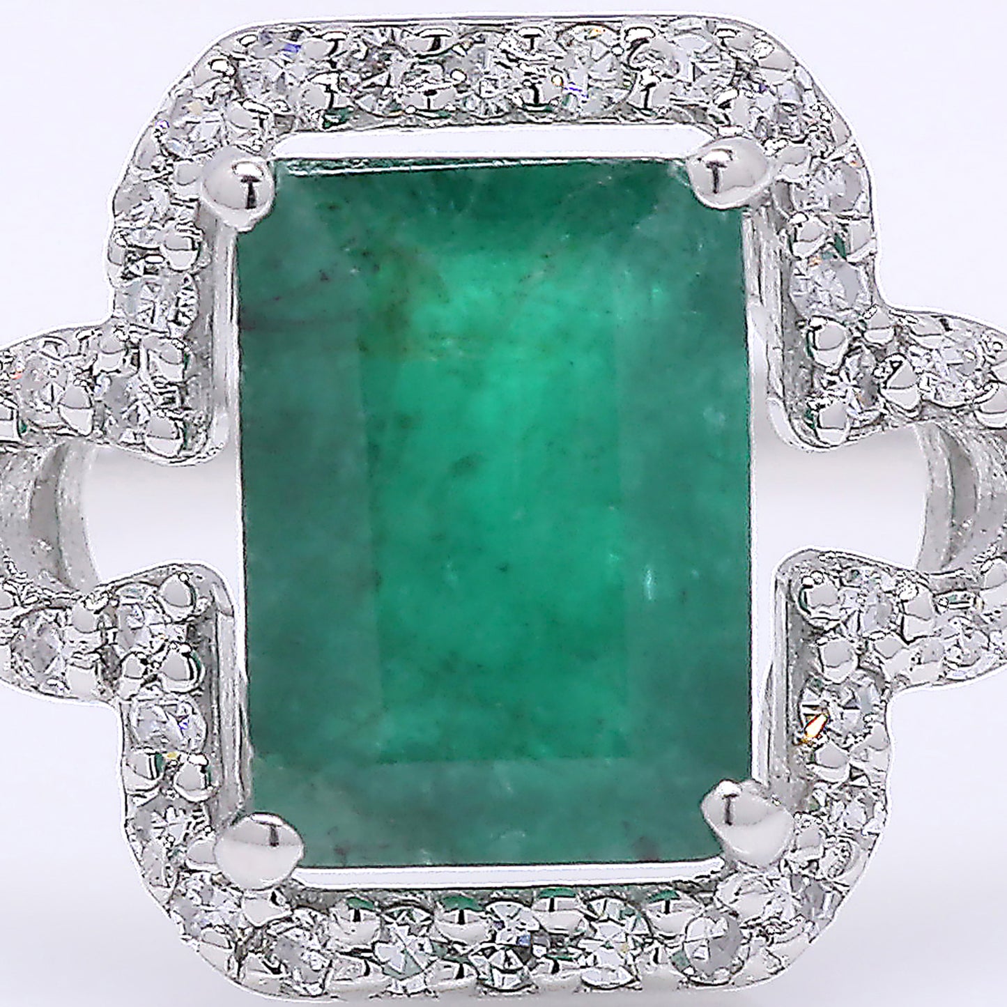 1.29 Ct Octagon Step Cut Natural Emerald 950 Platinum Ring