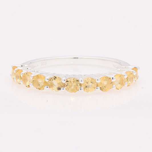 1.18 Ct Round Citrine 925 Silver Ring