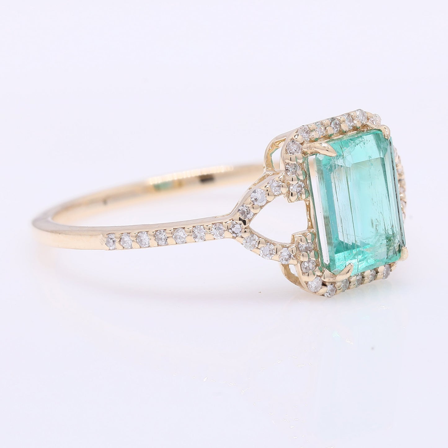 1.23 Ct Octagon Step Cut Natural Emerald 14K Gold Ring