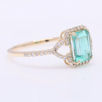 1.23 Ct Octagon Step Cut Natural Emerald 14K Gold Ring