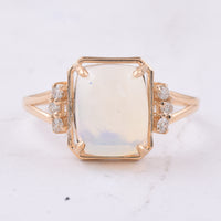 2.16 Ct Cushion Cabochon Cut Natural Opal 14K Gold Ring