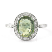 2.66 Ct Cushion Mixed Cut Natural Green Sapphire 950 Platinum Ring