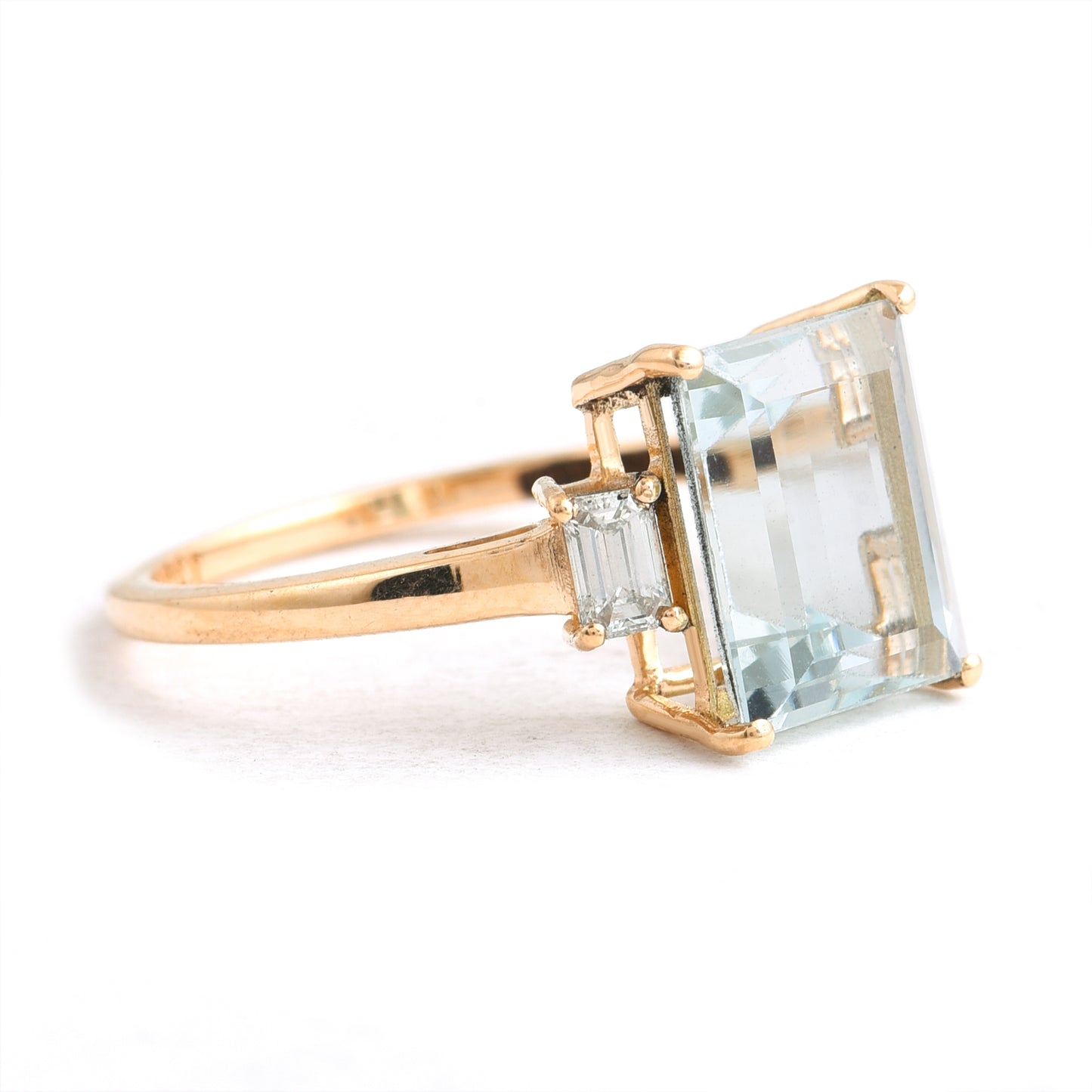 3.10 Ct Baguette Aquamarine 14K Gold Ring