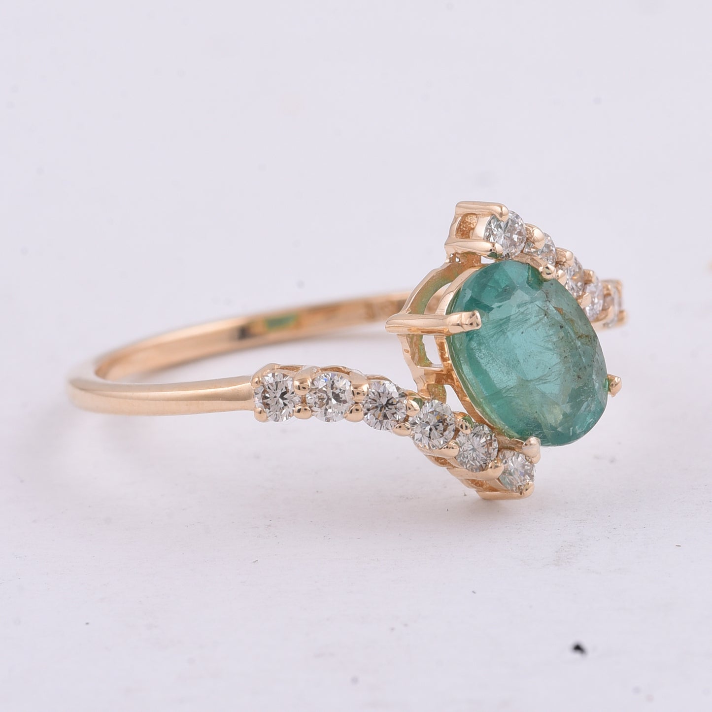 1.23 Ct Oval Natural Emerald 14K Gold Ring