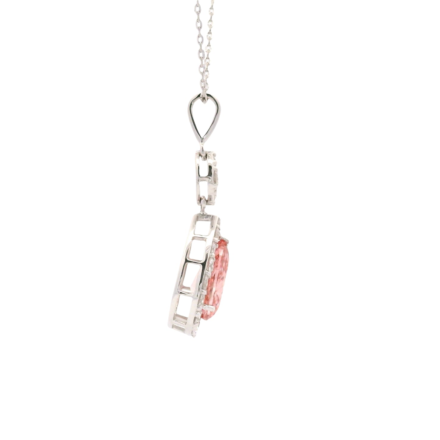 2.03 Carats Pink Lab Grown Diamond 14K Gold Pendant