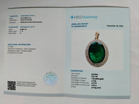 6.29 Ct Oval Mixed Cut Natural Emerald 14K Gold Pendant