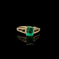1.25 Ct Octagon Step Cut Natural Emerald 14K Gold Ring