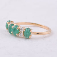 1.28 Ct Oval Cabochon Cut Natural Emerald 14K Gold Ring